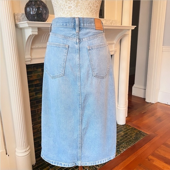 DENIM FORUM The '90s Halle Stretch Denim High Waisted Midi Skirt Size 28 - Picture 10 of 15